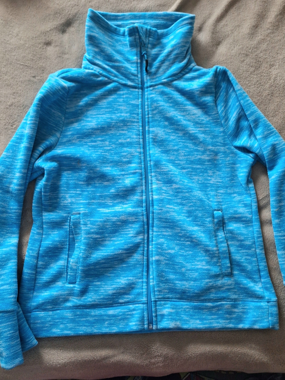 Calvein Klein Women's Blue Heathered Full-Zip Jacket